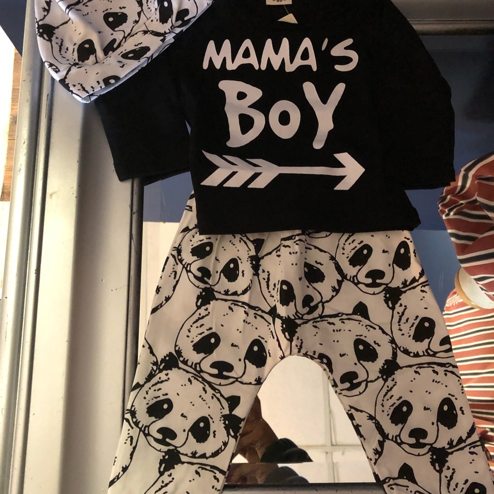 Infant 3-6 months Panda three piece outfit